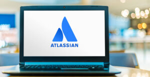 atlassian logo on laptop screen